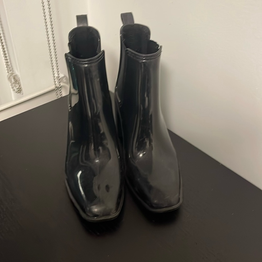 JEFFREY CAMPBELL black heeled rain booties